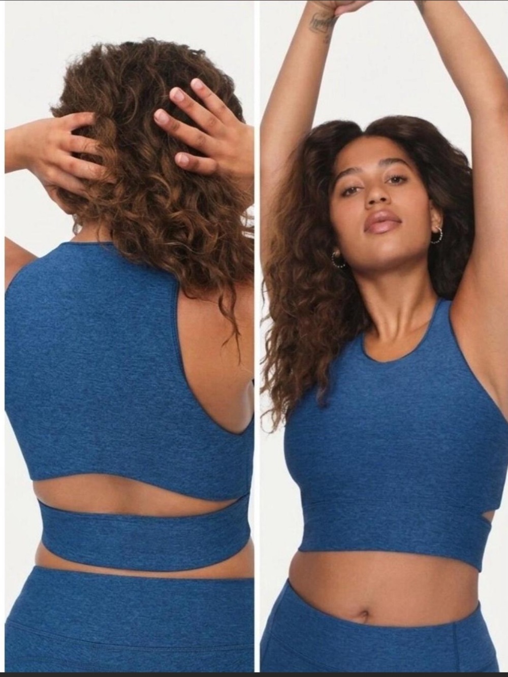 OUTDOOR VOICES Blue Slashback Crop Top Sports Bra Large